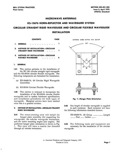 402-421-203 i3 Apr70 - KS-15676 Antenna Waveguide Installation