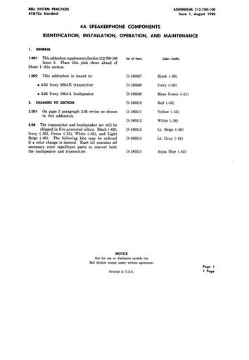 512-700-100 Add i1 Aug80 - 4A Speakerphone