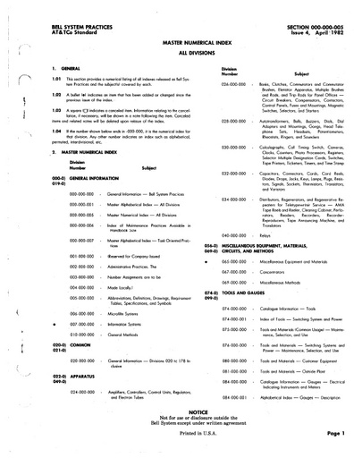 000-000-005 I4 Apr82 - Master Numerical Index - se